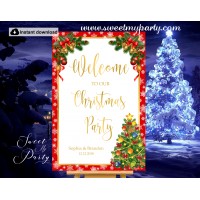 Christmas Party Welcome Sign with Bells,Holiday Party Welcome sign,(010ch)